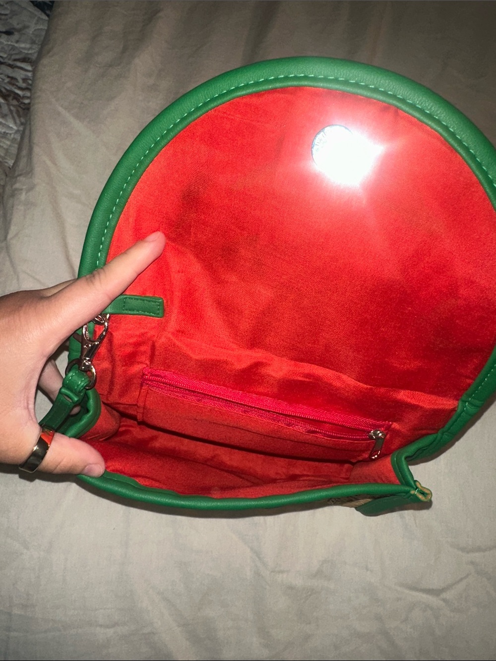 Woven Straw Clutch with Coral and Green Trim - Picture 3 of 3
